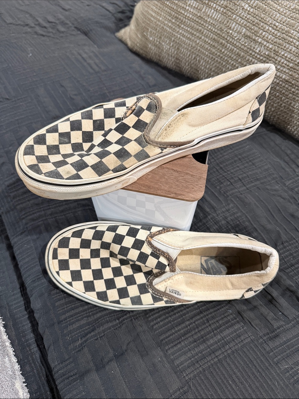 Vans Slip-On Checkerboard in Beige and Black